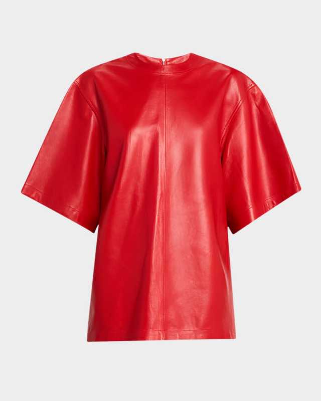 Oversized Leather Short-Sleeve Shirt